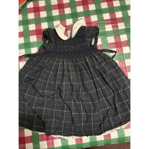 Ralph Lauren Size 18-24 Months Green Plaid Dress Short Sleeve Smocked Holiday